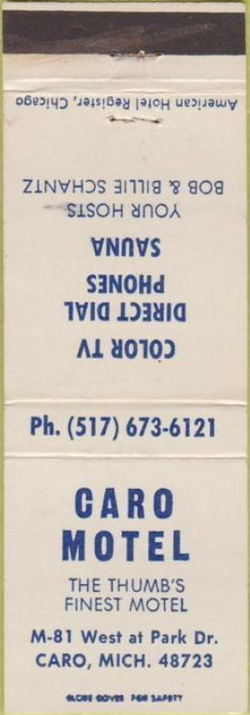 Caro Motel (Park Drive Inn) - Matchbook (newer photo)